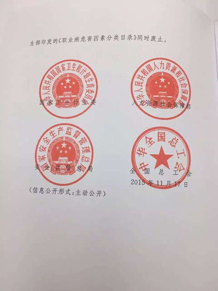 國衛(wèi)疾控發(fā)〔2015〕92號 關(guān)于印發(fā)《職業(yè)病危害因素分類目錄》的通知(全文)2