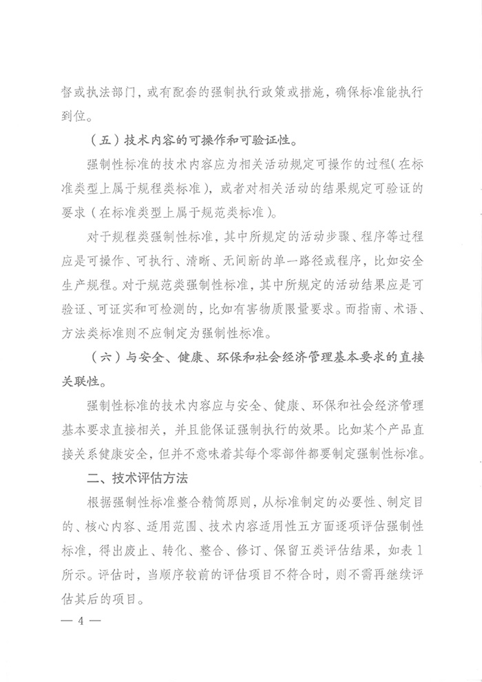 國標委綜合函〔2016〕6號《國家標準委關(guān)于印發(fā)〈強制性標準整合精簡評估方法〉的通知》4